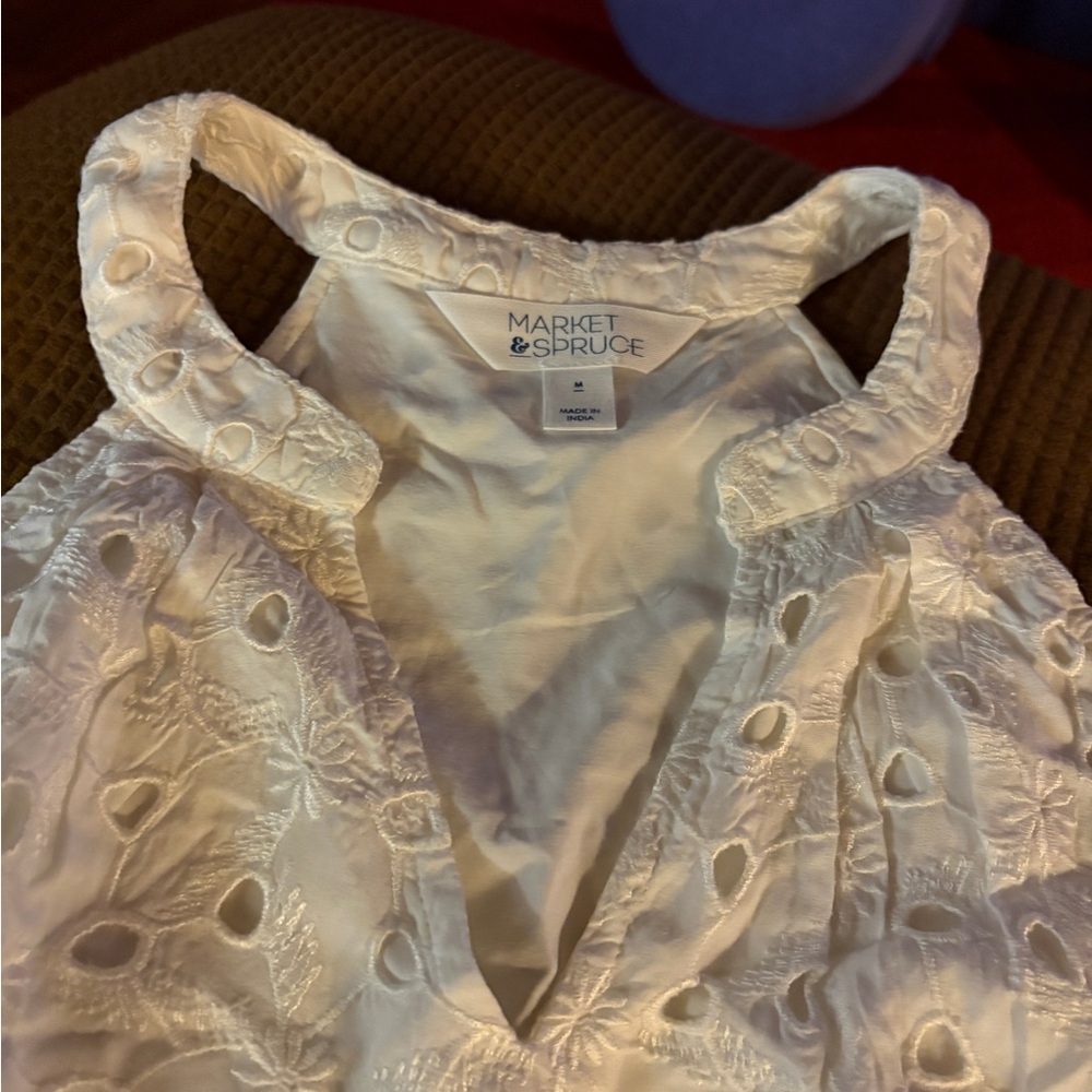 Market & Spruce Cream Embroidered Blouse